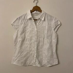H&M White Striped Button-Down Shirt